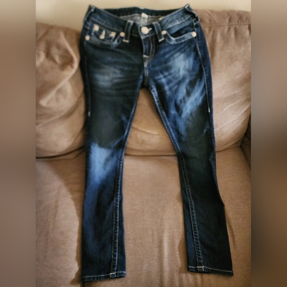TRUE RELIGION Women's Skinny Denims in Dark Wash - Size 26